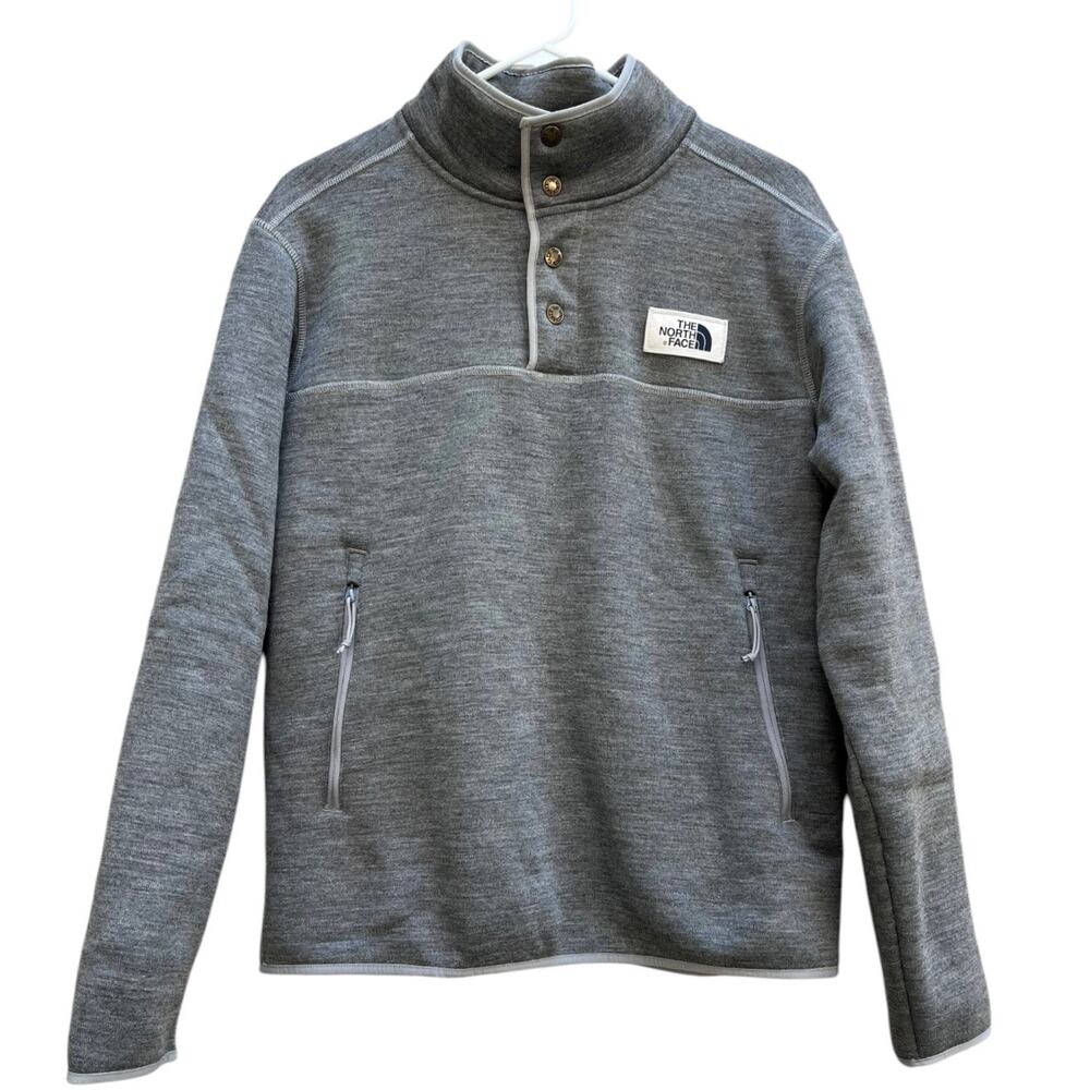 The North Face Gray 1/4 Snap Pullover with Sherpa Lining Men's Size Medium